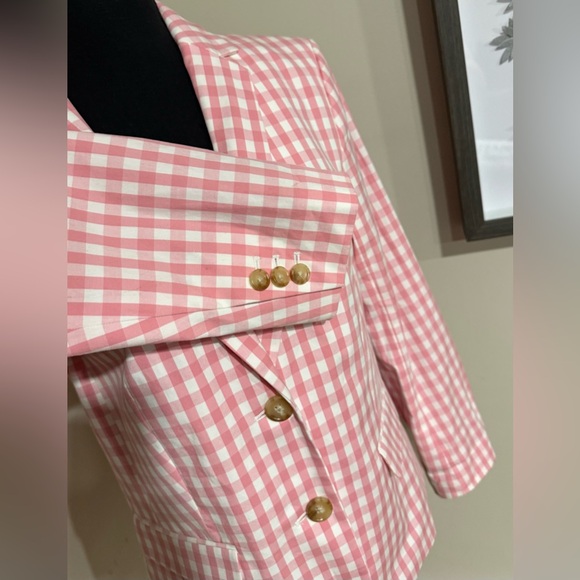 NWT Talbots Pink and White Gingham Blazer - Picture 3 of 8